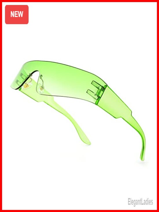 Futuristic Shield Sunglasses Rimless One Piece Goggles UV400 main image 4